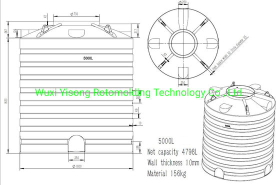5000L Customizde OEM Rotational Molding Plastic Water Tank met de beste kwaliteit